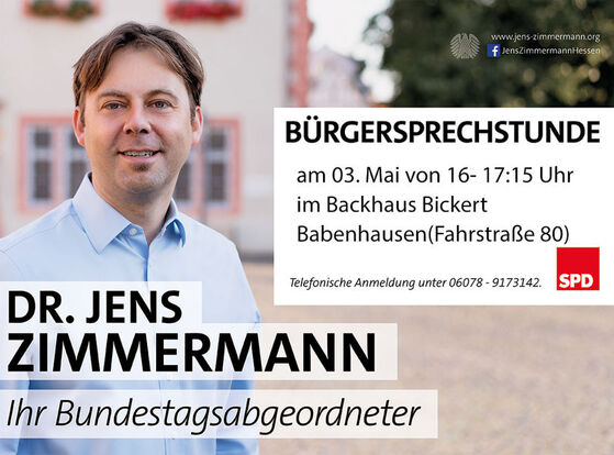 49. Bürgersprechstunde von Dr. Jens Zimmermann in Babenhausen